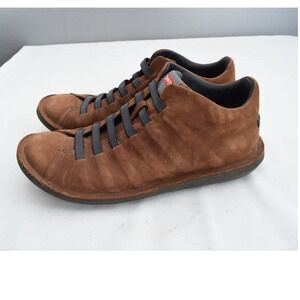 Camper Beatle Brown Suede Mid Sneaker Shoes Size 43 10 Leather Soft Elastic